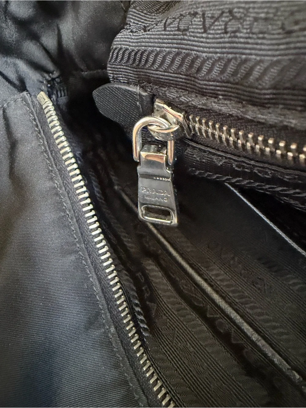 Prada Black Quilted Nylon Tote with Leather Handles
